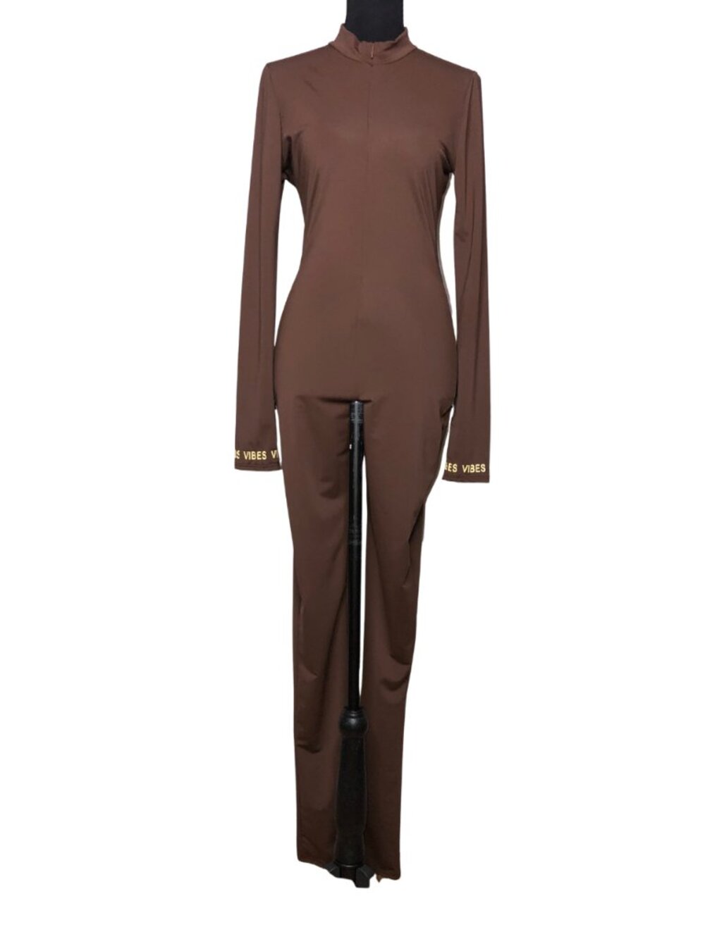 F Fashionnova Brown Long Sleeve Bodycon Medium Jumpsuit
